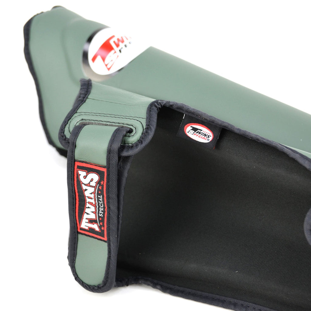 Twins Double Padded Shin Pads Olive Green