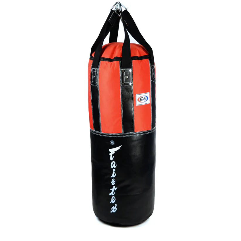 Fairtex Extra Large Leather Heavy Punch Bag HB3 Filled Black/Red